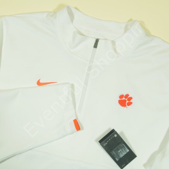 Nike Clemson Tigers Jacket Mens 3XL White Performance On Field Pullover Zip New - Picture 1 of 9